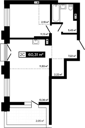 
  Продается 2-комн. квартира 58.26 м², в ЖК Платина. Фото 1.