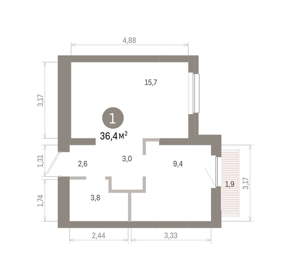 
  Продается 1-комн. квартира 36.4 м², в ЖК Лебедевский квартал, д 1. Фото 2.