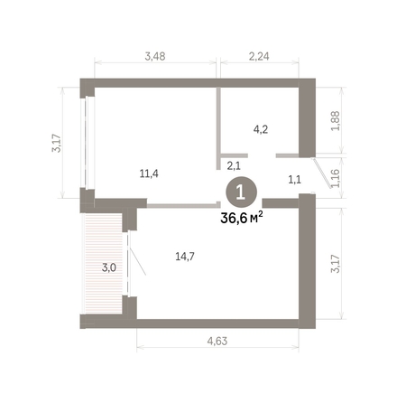 
  Продается 1-комн. квартира 36.55 м², в  Квартал Молодость, дом 1. Фото 1.