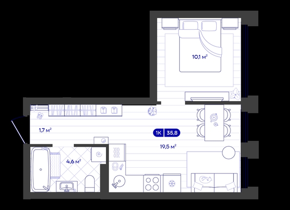 
  Продается 1-комн. квартира 35.82 м², в ЖК Баланс, 4 очередь. Фото 1.