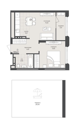 
  Продается 1-комн. квартира 70.18 м², в ЖК Новый Кедровый, дом 2. Фото 1.