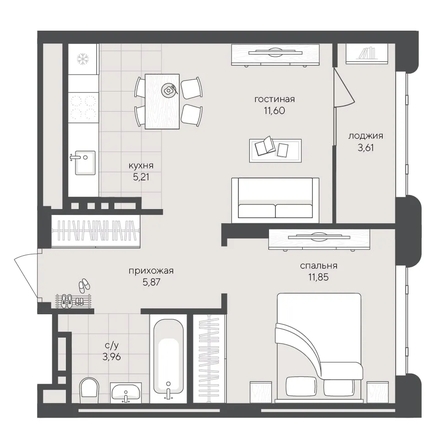 
  Продается 1-комн. квартира 42.1 м², в ЖК Новый Кедровый, дом 2. Фото 1.