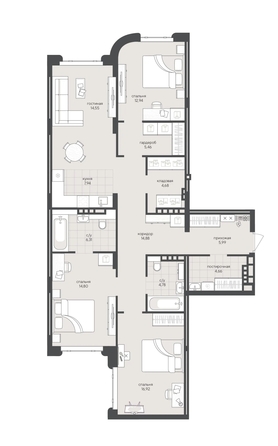 
  Продается 3-комн. квартира 113.91 м², в ЖК Новый Кедровый, дом 2. Фото 1.