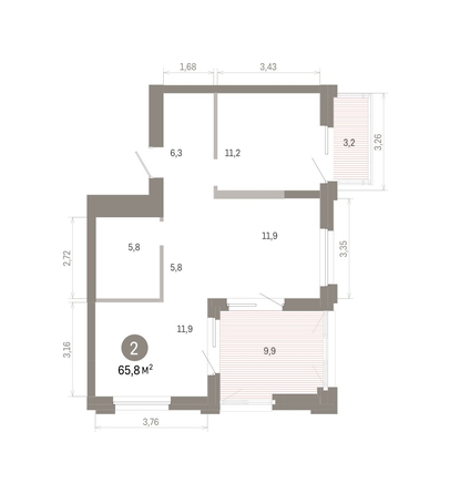 
  Продается 2-комн. квартира 65.71 м², в ЖК Город на озере. Фото 1.