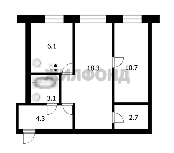 
  Продается 2-комн. квартира 45.2 м². Фото 1.