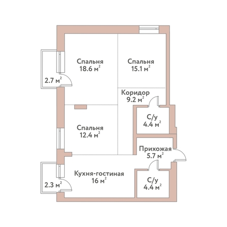 
  Продается 2-комн. квартира 85.8 м², в ЖК Флора и Фауна, 18а. Фото 1.