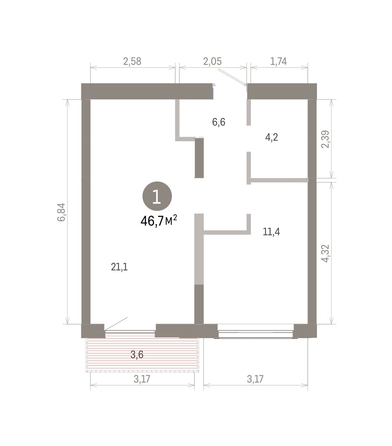 
  Продается 1-комн. квартира 46.72 м², в ЖК Европейский берег, дом 46. Фото 1.