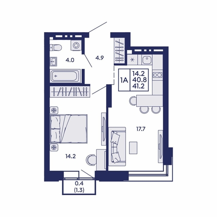 
  Продается 1-комн. квартира 41.2 м², в ЖК Сила леса, корп 1. Фото 1.