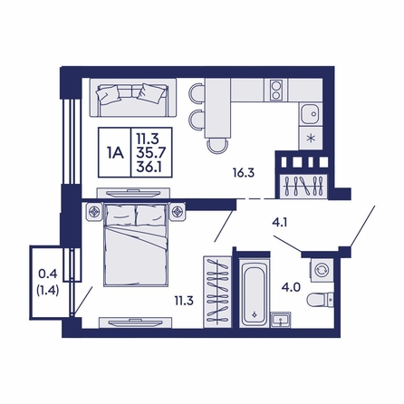 
  Продается 1-комн. квартира 36.1 м², в ЖК Сила леса, корп 2. Фото 1.