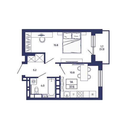 
  Продается 1-комн. квартира 37.5 м², в ЖК Сподвижники, дом 3. Фото 1.