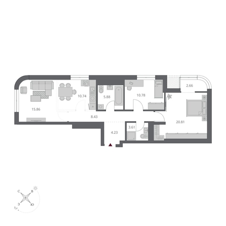 
  Продается 3-комн. квартира 83 м², в ЖК Беринг, дом 3. Фото 2.