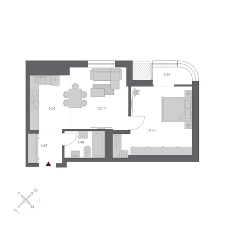 
  Продается 3-комн. квартира 56.01 м², в ЖК Беринг, дом 3. Фото 3.