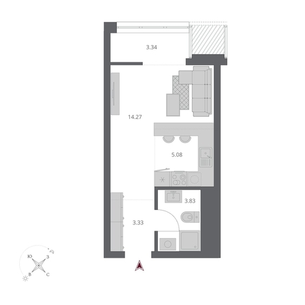 
  Продается 2-комн. квартира 29.85 м², в ЖК Беринг, дом 3. Фото 2.