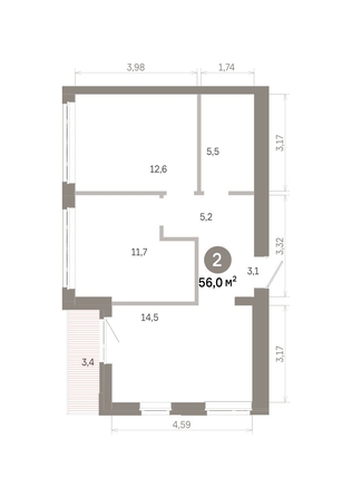 
  Продается 2-комн. квартира 56 м², в  Квартал Молодость, дом 1. Фото 1.
