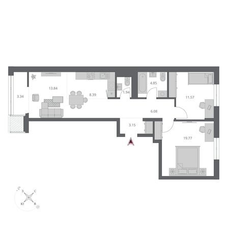 
  Продается 3-комн. квартира 72.93 м², в ЖК Беринг, дом 3. Фото 2.