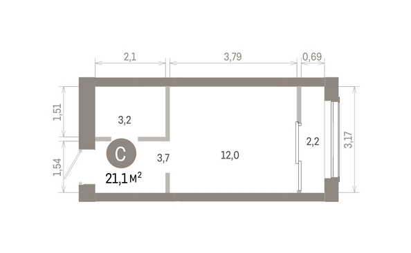
  Продается студия 21.05 м², в ЖК Европейский берег, дом 46. Фото 1.