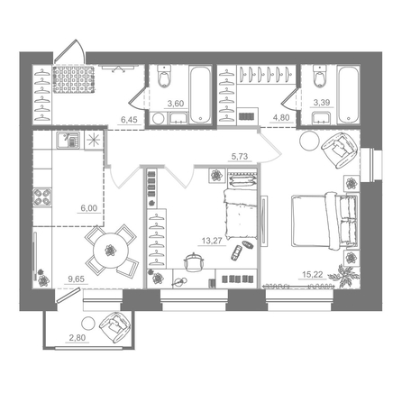 
  Продается 2-комн. квартира 70.91 м², в ЖК Спектр, дом 9. Фото 1.