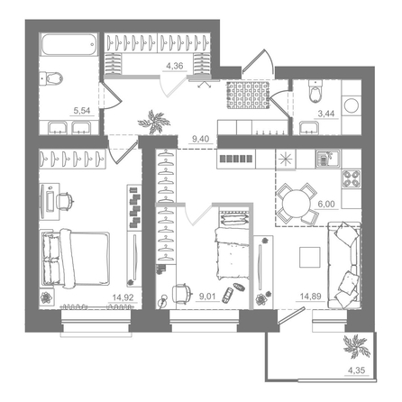 
  Продается 2-комн. квартира 71.91 м², в ЖК Спектр, дом 9. Фото 1.