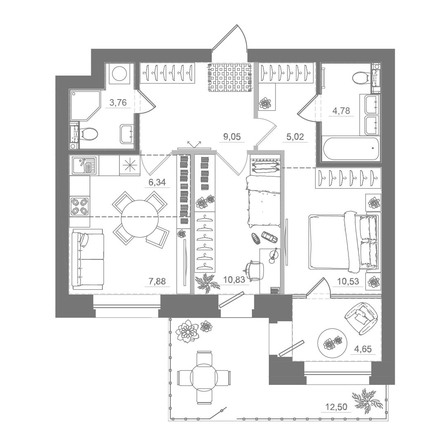 
  Продается 2-комн. квартира 75.99 м², в ЖК Спектр, дом 10. Фото 3.