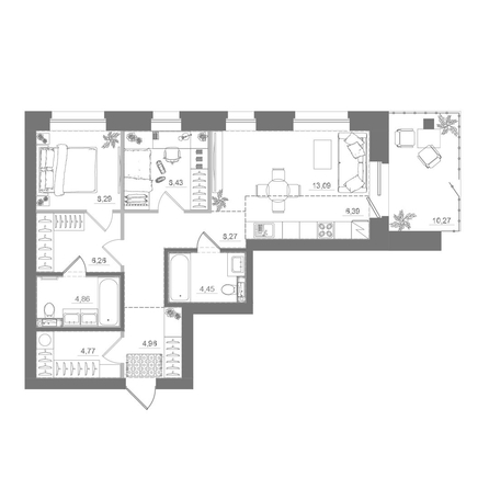 
  Продается 2-комн. квартира 80.59 м², в ЖК Спектр, дом 10. Фото 3.