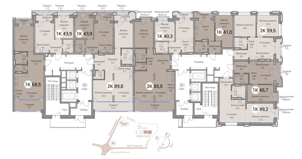 
  Продается 3-комн. квартира 89.8 м², в ЖК Тайм Сквер. Фото 19.
