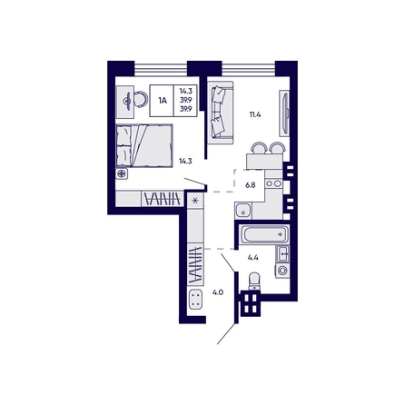 
  Продается 1-комн. квартира 39.9 м², в ЖК Грибоедовский сад. Фото 1.