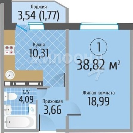 
   Продам 1-комнатную, 38.82 м², Тихвинский квартал, кор 1 б/с 1,2

. Фото 1.