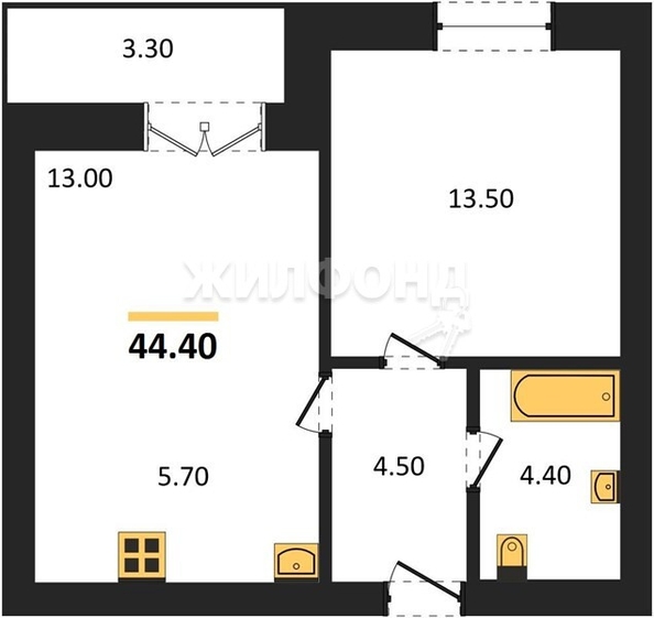 
   Продам 1-комнатную, 44.4 м², Promenade (Променад), дом 1

. Фото 1.