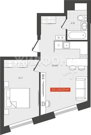 
   Продам 1-комнатный апартамент, 40.21 м², Freedom (Фридом), 2 оч башня В

. Фото 1.