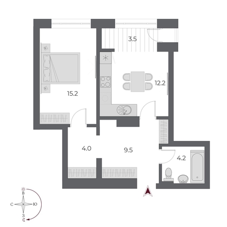 
  Продается 1-комн. квартира, 48.6 м², ЖК ОСКАР, дом 1
. Фото 3.