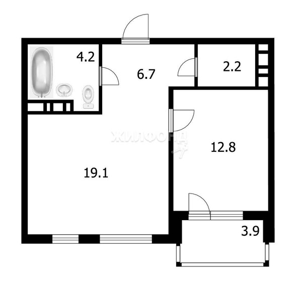 
   Продам 2-комнатную, 44.5 м², Тайгинская ул, 39

. Фото 19.