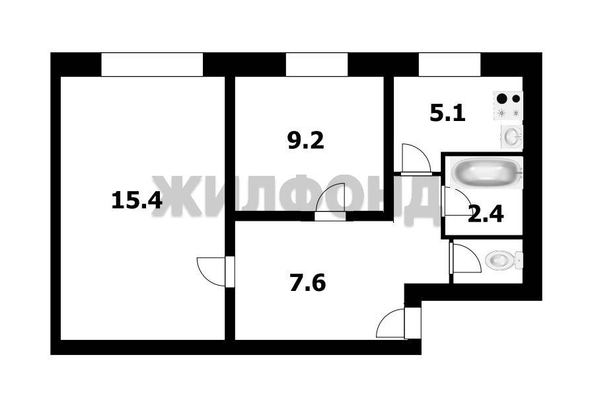 
   Продам 2-комнатную, 40.7 м², 1-й кв-л, 4

. Фото 16.