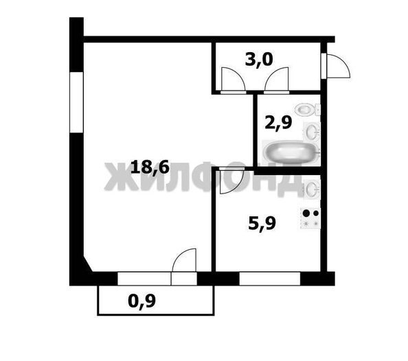 
   Продам 1-комнатную, 30.4 м², Ключ-Камышенское Плато ул, 2

. Фото 4.