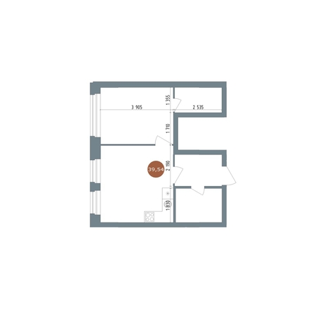 
   Продам 2-комнатную, 39.54 м², 19/56 Кварталы Телецентра, сек 5

. Фото 1.