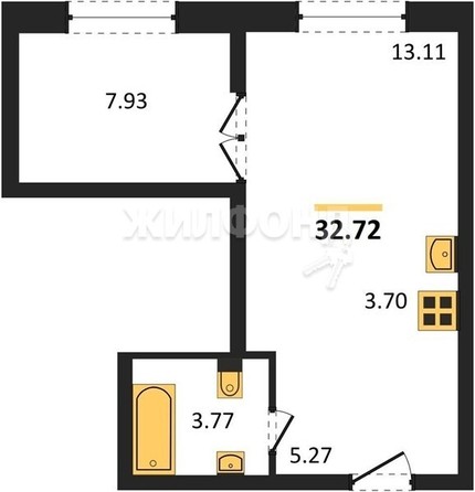 
   Продам 1-комнатный апартамент, 32.72 м², IQ Aparts

. Фото 1.