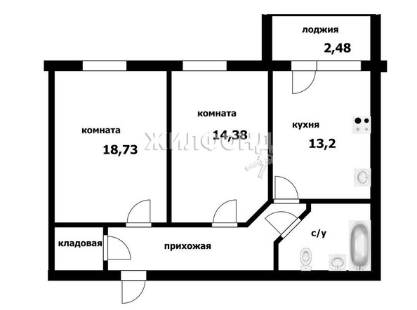 
   Продам 2-комнатную, 60.7 м², Радужная ул, 9

. Фото 18.