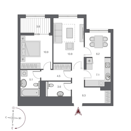
  Продается 2-комн. квартира, 61.3 м², ЖК Дом Нобель
. Фото 1.