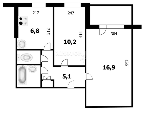 
   Продам 2-комнатную, 45 м², Котовского ул, 50

. Фото 2.