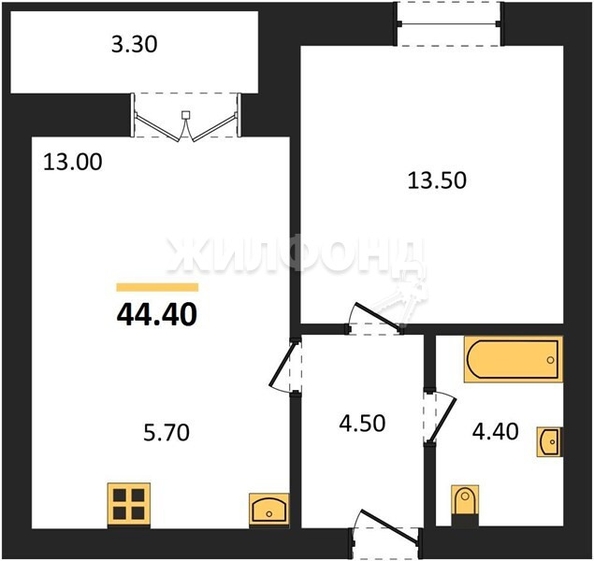 
   Продам 1-комнатную, 44.4 м², Promenade (Променад), дом 1

. Фото 1.