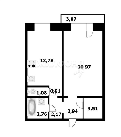 
   Продам 1-комнатную, 48 м², Виктора Шевелева ул, 20

. Фото 18.