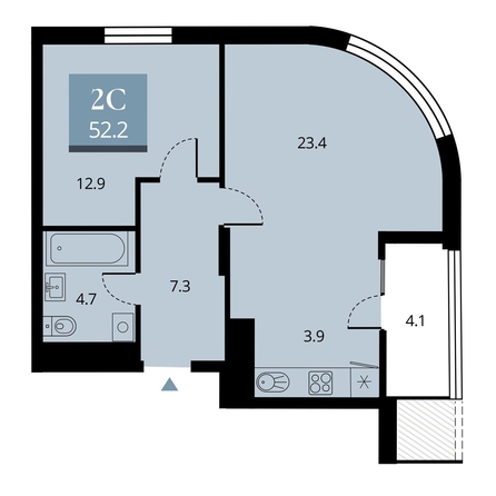 
   Продам 2-комнатную, 54.25 м², Беринг, дом 2

. Фото 2.