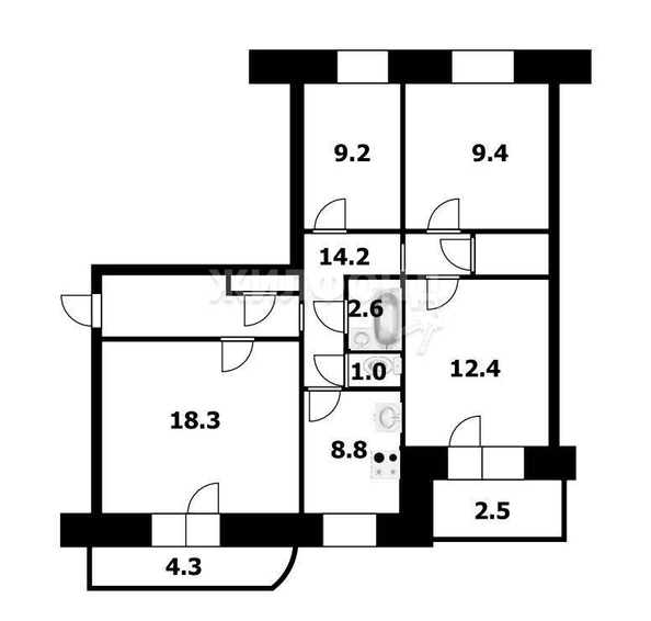 
   Продам 4-комнатную, 77.3 м², В. Высоцкого ул, 13

. Фото 16.