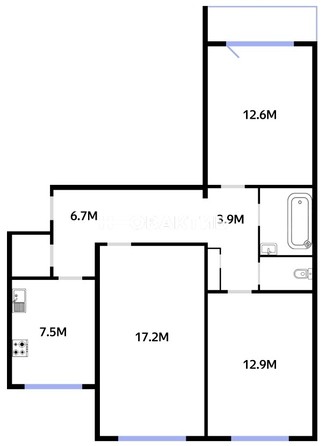 
   Продам 3-комнатную, 68.3 м², Троллейная ул, 71

. Фото 22.