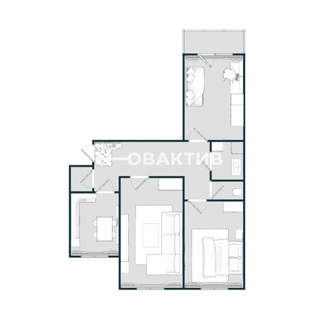 
   Продам 3-комнатную, 68.3 м², Троллейная ул, 71

. Фото 24.