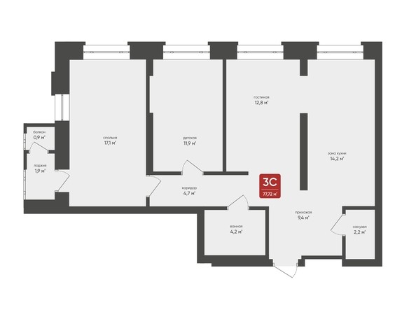 
   Продам 3-комнатную, 77.72 м², Промышленная 7

. Фото 1.