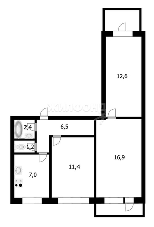 
   Продам 3-комнатную, 62.9 м², Комсомольская ул, 31

. Фото 12.