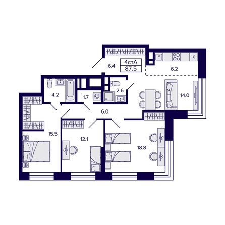 
   Продам 4-комнатную, 87.5 м², Citatum (Цитатум)

. Фото 1.