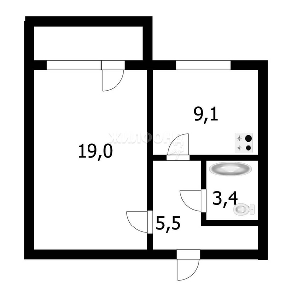 
   Продам 1-комнатную, 37.3 м², Гребенщикова ул, 12/1

. Фото 12.