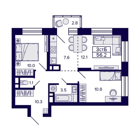 
   Продам 3-комнатную, 56.2 м², Citatum (Цитатум)

. Фото 1.