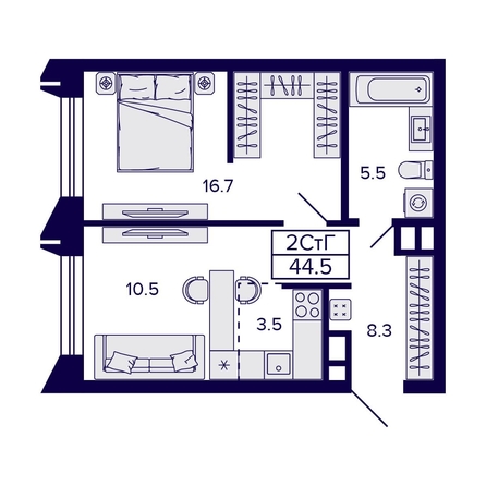 
   Продам 2-комнатную, 44.5 м², Citatum (Цитатум)

. Фото 1.